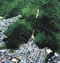 土石流が発生した状態の写真