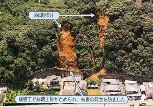 急傾斜施設が効果を表した写真（長浜地区）