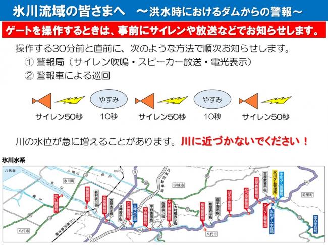 洪水時におけるダムからの警報