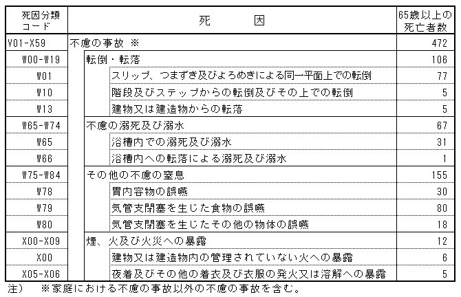 不慮の事故死因