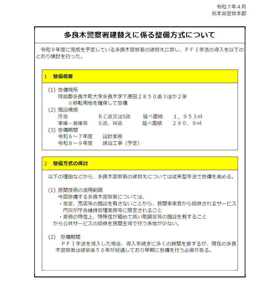 多良木警察署整備方式