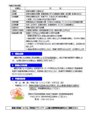 認知症サポーターアクティブチーム補助金募集チラシ２ページ目