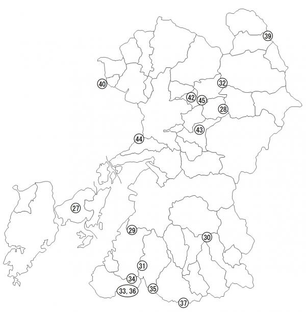 熊本県内の環境影響評価手続中の事業の位置図