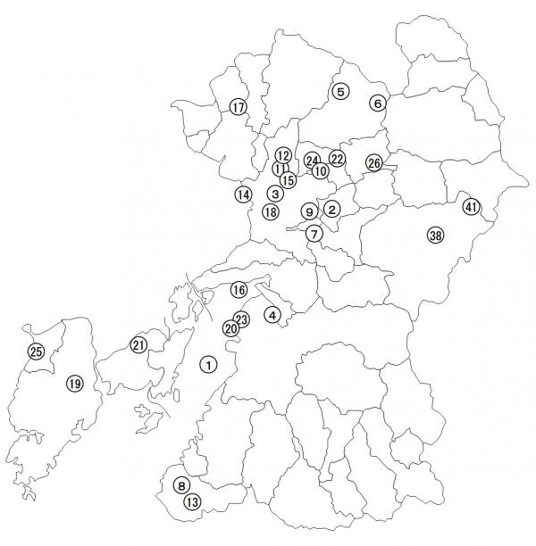 熊本県内の環境影響評価手続終了の事業の位置図