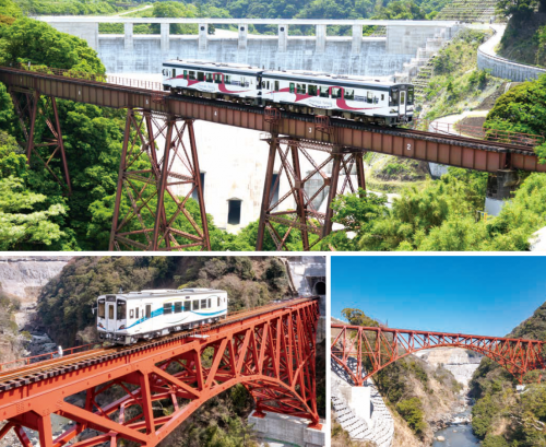 立野渓谷に架かる近代化遺産（立野橋梁・第一白川橋梁）