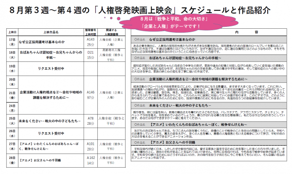 R8.8月第3-4週スケジュール
