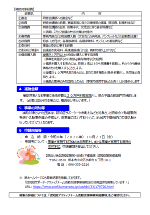 認知症サポーターアクティブチーム補助金募集チラシ２ページ目