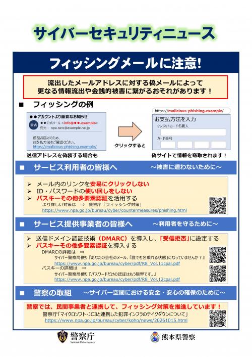 サイバーセキュリティニュース(フィッシングメールに注意!)