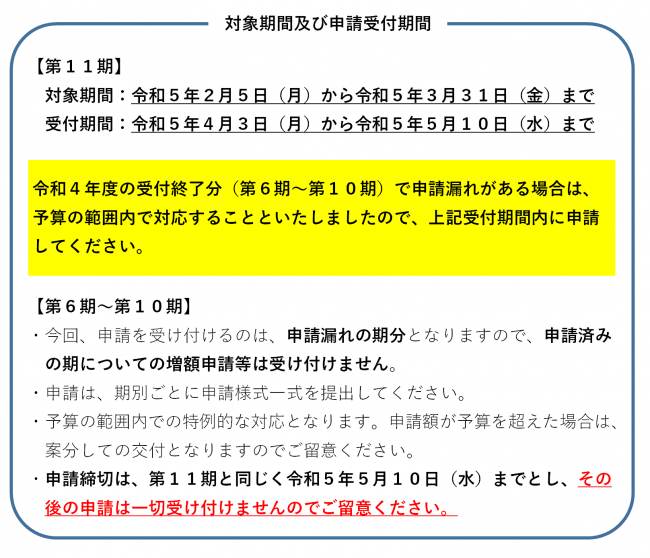 申請期間について