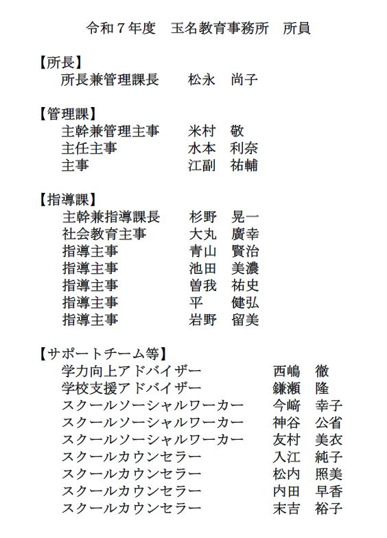 玉名教育事務所　所員