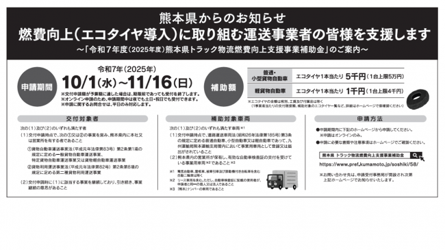 熊本県トラック物流燃費向上支援事業補助金